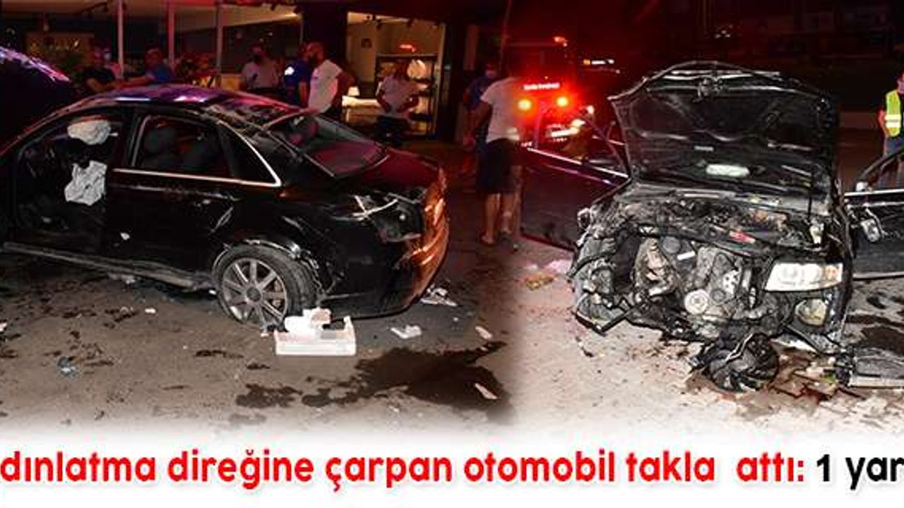 İzmir'de aydınlatma direğine çarpan otomobil takla  attı: 1 yaralı