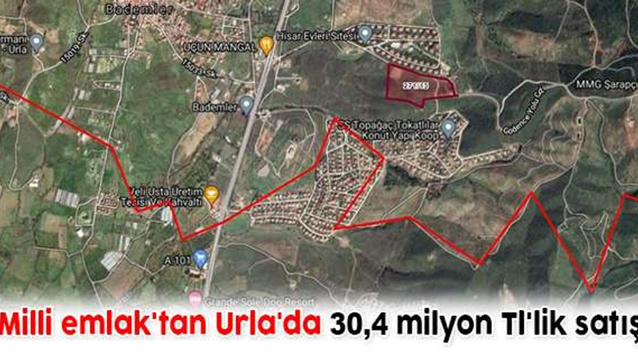 Milli emlak'tan Urla'da 30,4 milyon Tl'lik satış!