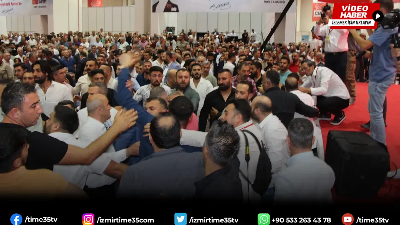 CHP İzmir Kongresinde kavga çıktı! Soyer ve Aslanoğlu'nun üstüne yürüdüler