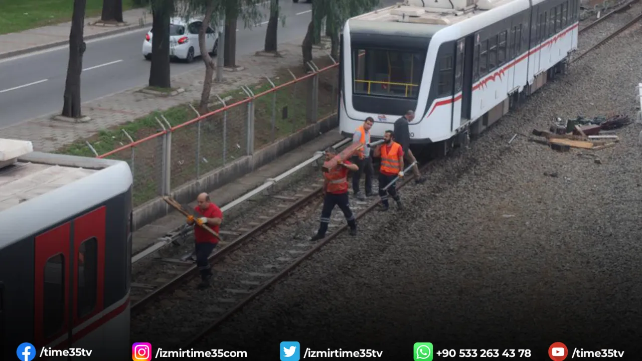 İzmir’de faciadan dönüldü: Raydan çıkan tren duvara çarptı