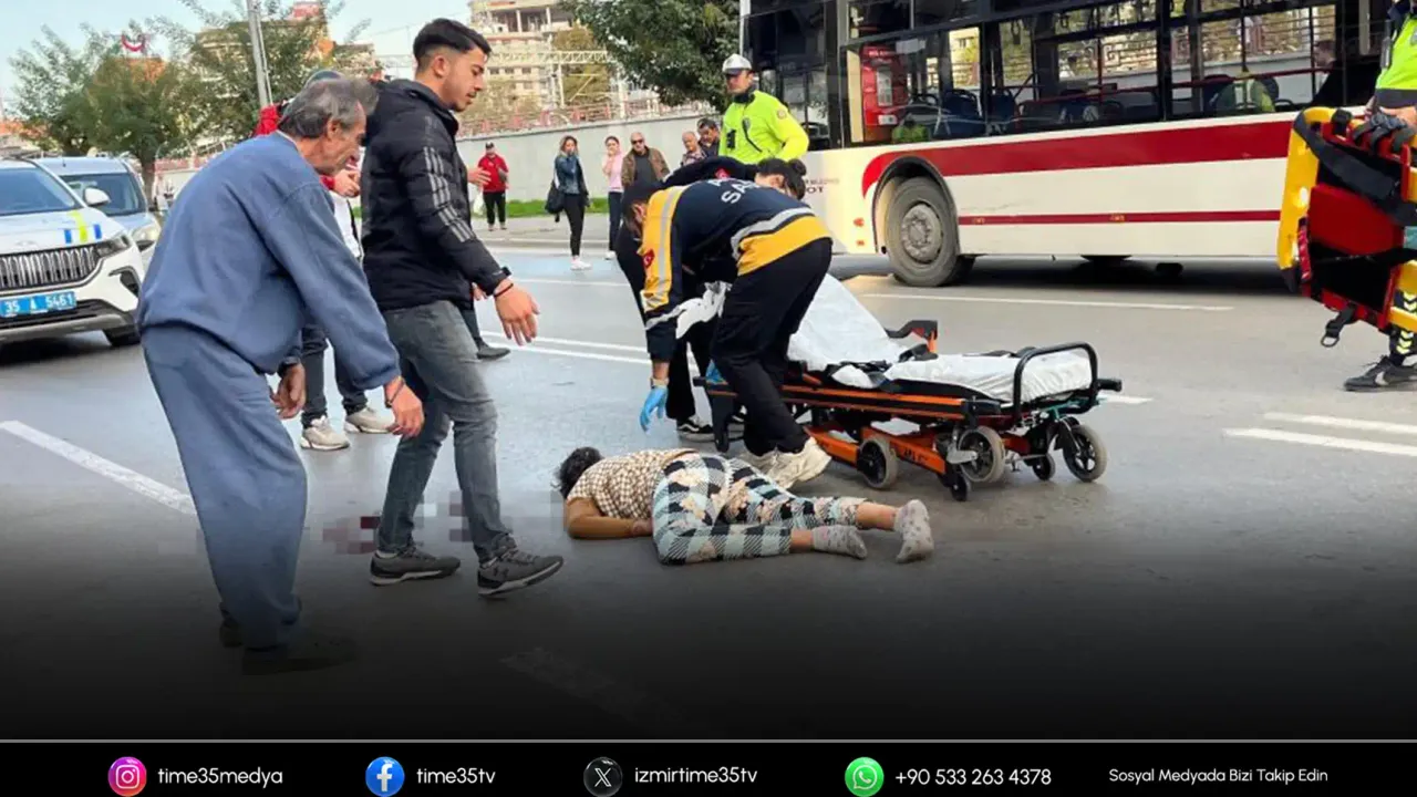 Belediye otobüsünün çarptığı kadın ağır yaralandı