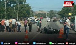 3 kişinin yaralandığı motosiklet kazası kamerada