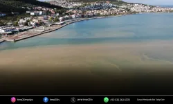 Foça’da sel kabusu! Dereler taştı, deniz rengi değişti