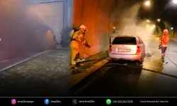 Tünelde çıkan araç yangını büyümeden söndürüldü