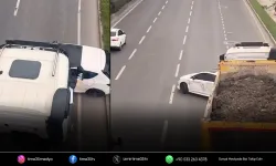 Hafriyat kamyonu, önüne aldığı otomobili 100 metre sürükledi
