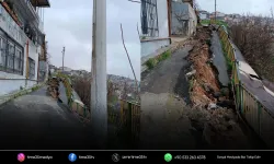 İzmir’de sağanak sonrası yol çöktü