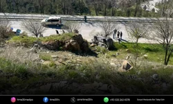 El freni çekilmeyen otomobil şarampole yuvarlandı