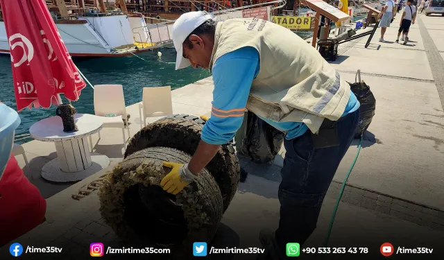 Kuşadası’nda denizden 628 kilogram katı atık çıkarıldı