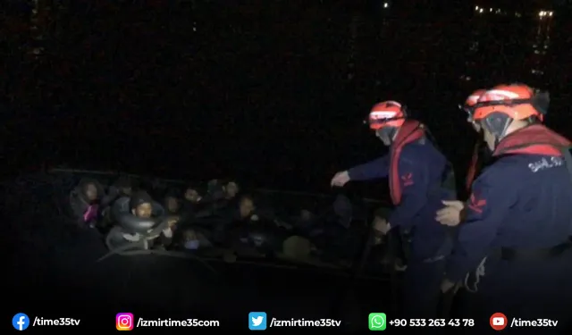 Lastik botta 48 göçmen yakalandı