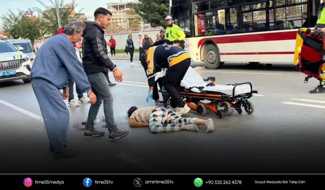 Belediye otobüsünün çarptığı kadın ağır yaralandı