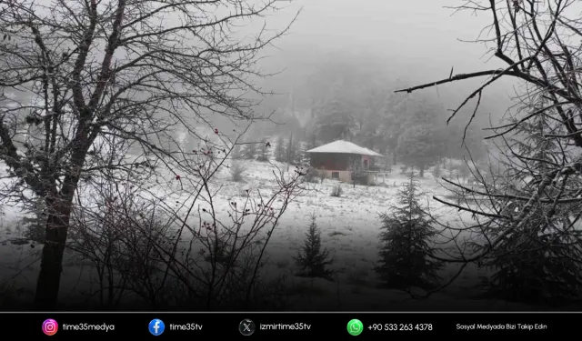 Urla’nın yüksek kesimleri yeni yıla karla uyandı