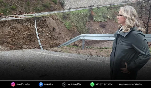 AK Partili Çankırı çöken yolda incelemelerde bulundu