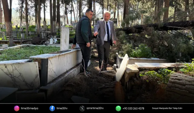 Fırtınadan etkilenen mezarlıklara hızlı müdahale