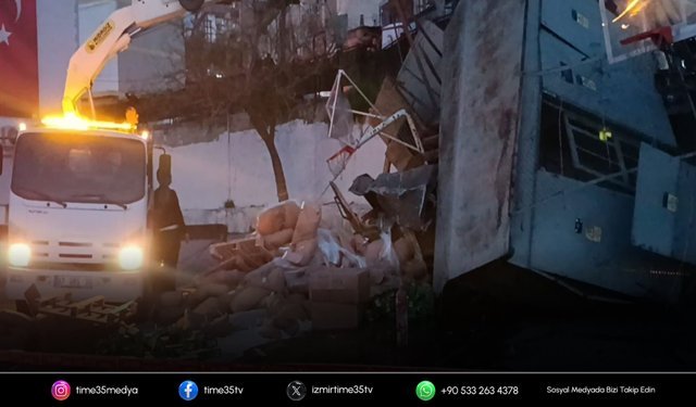 Konak’ta freni boşalan kamyon okul bahçesine uçtu