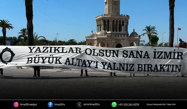 Altaylılardan dikkat çeken pankartlı protesto