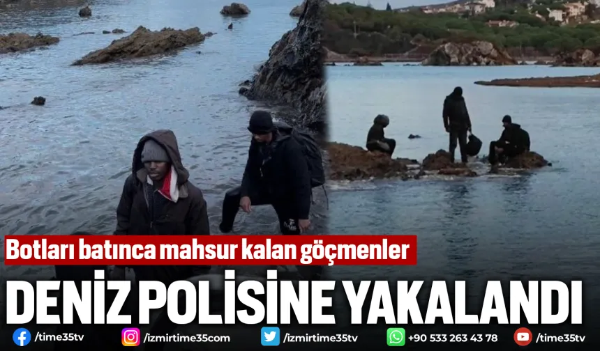 Botları batınca mahsur kalan göçmenler Deniz Polisine yakalandı