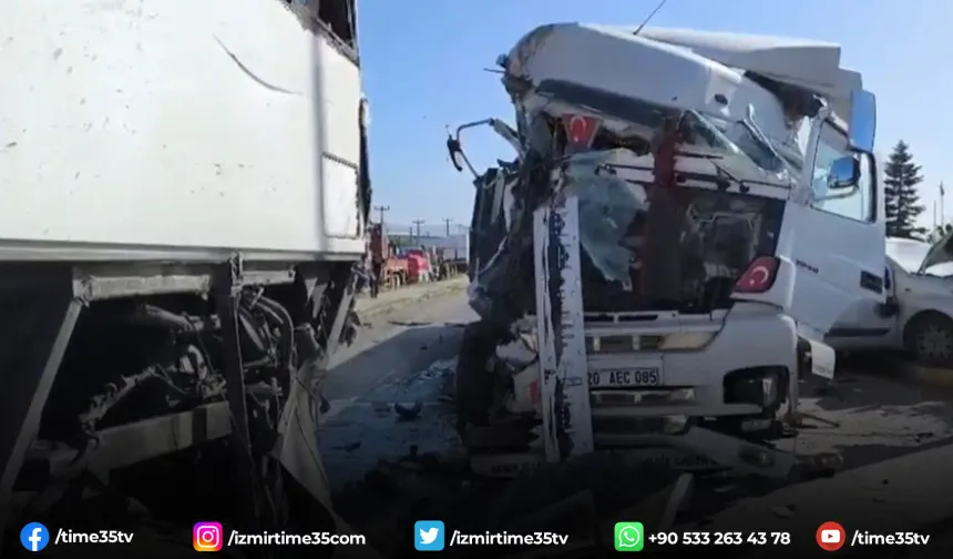 Tır, kırmızı ışıkta bekleyen otobüs ve otomobile çarptı