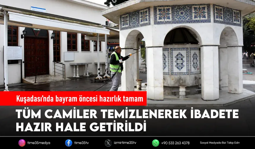 Kuşadası’nda camiler bayram namazına hazır