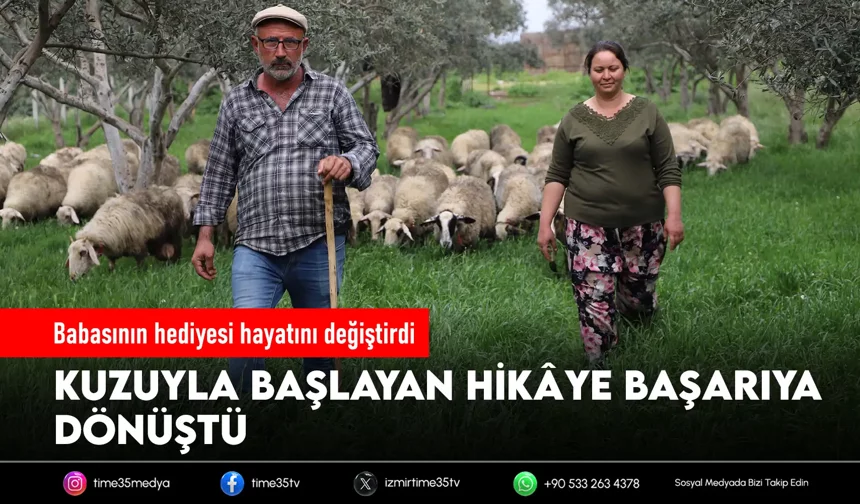Babasının hediye ettiği kuzuyla çiftlik kurdu