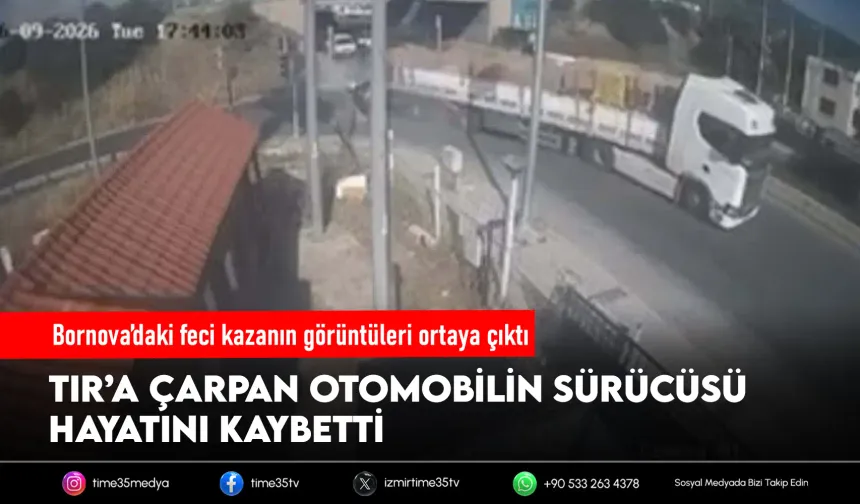 TIR'a çarpan otomobilin sürücüsünün öldüğü kaza kamerada