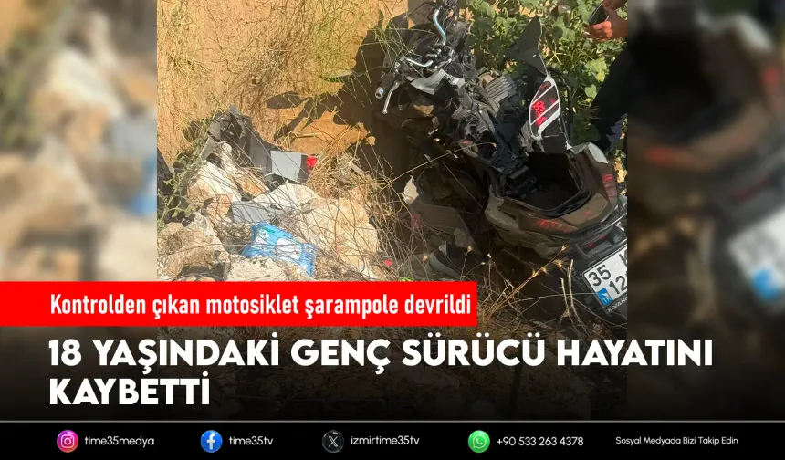 İzmir'de şarampole devrilen motosikletin sürücüsü öldü