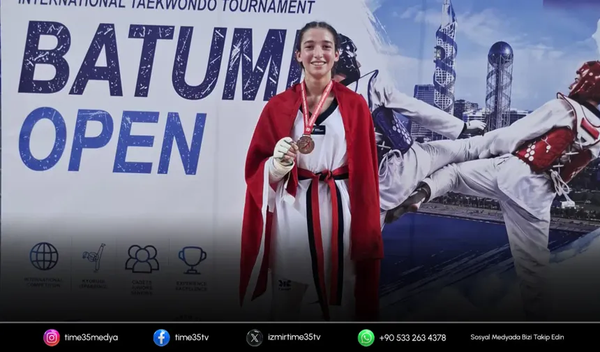 Aliağalı tekvandocu Batum'da altın madalya kazandı