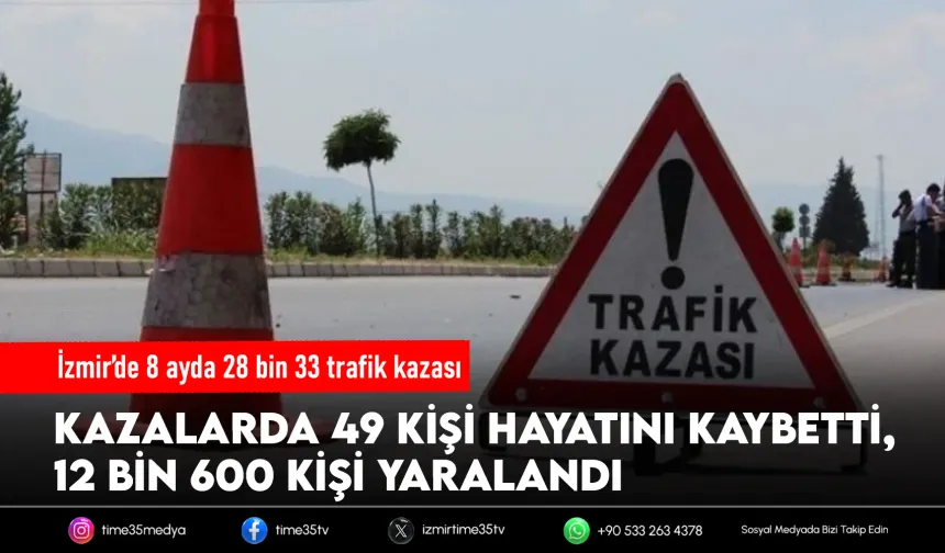 İzmir’in 8 aylık trafik bilançosu: 49 ölü, 12 bin 600 yaralı