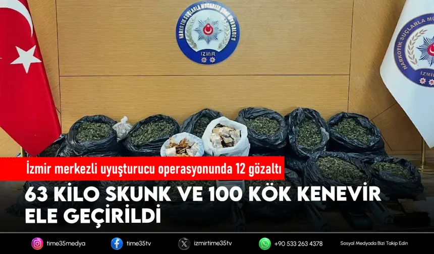 İzmir’de 63 kilo 25 gram skunk ele geçirildi