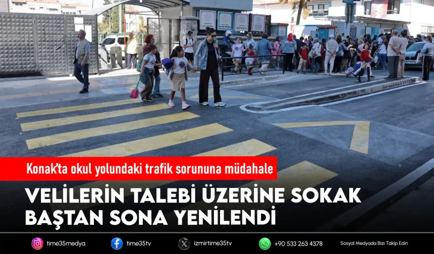 Konak’ta 5 okulun kullandığı sokak baştan sona yenilendi