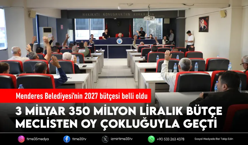 Menderes Belediyesi’nin 2027 bütçesine oy çokluğuyla onay