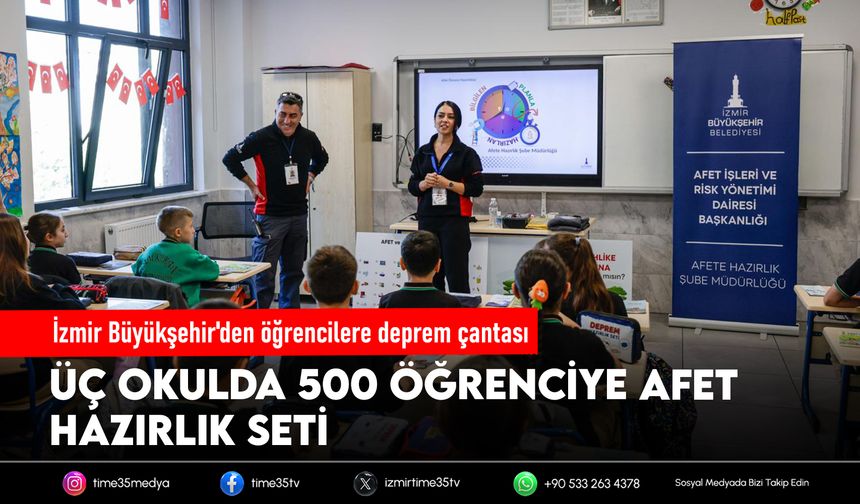 İzmir Büyükşehir'den öğrencilere deprem çantası