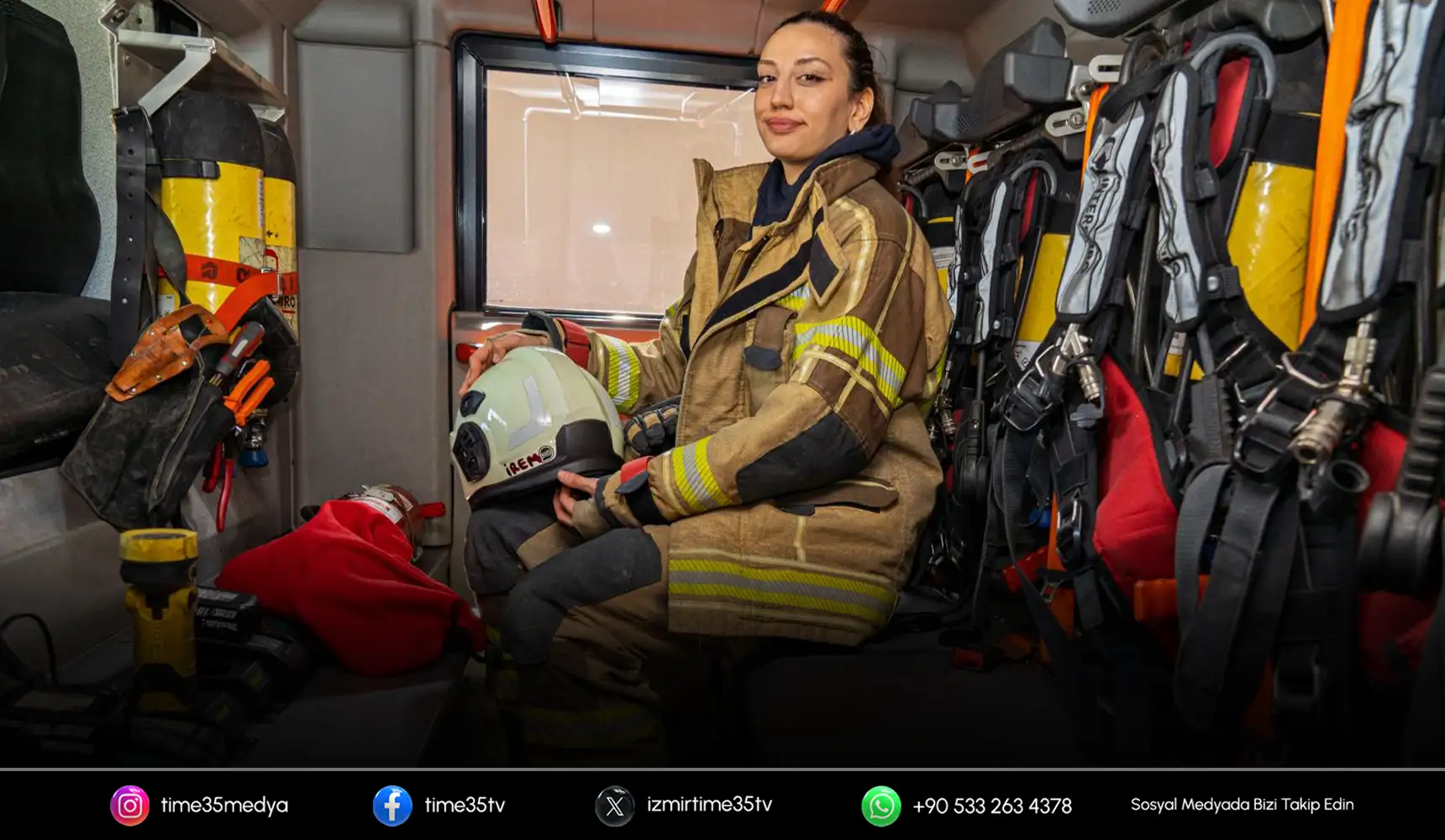 Kadın itfaiyeci cesaretiyle örnek oluyor