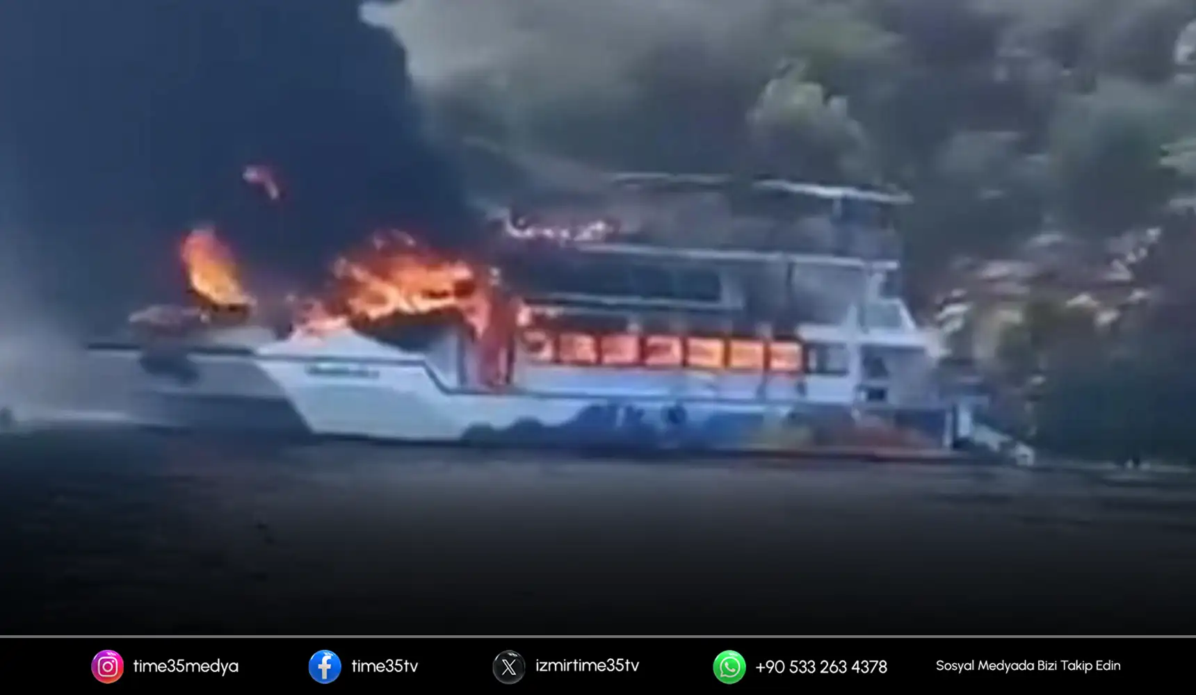 Gezi teknesinde yangın: 115 yolcu denize atladı