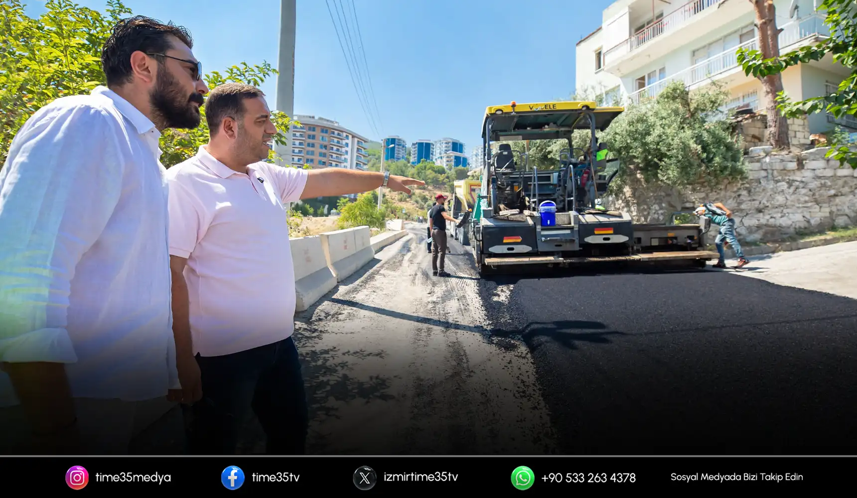 Başkan Uzun asfalt serim çalışmalarını yerinde inceledi