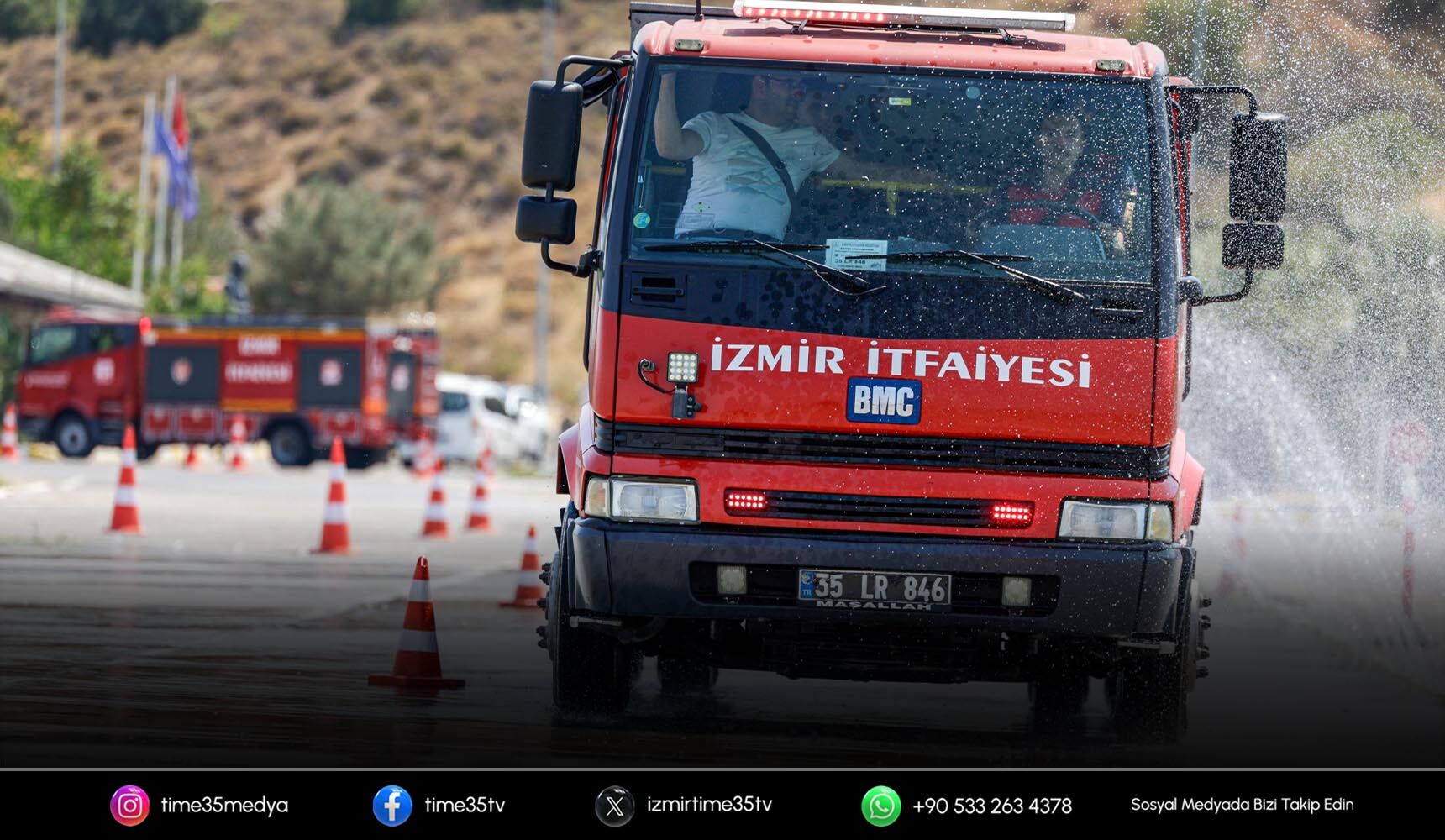 İzmir İtfaiyesi şoförleri zorlu sürüş eğitiminden geçiyor
